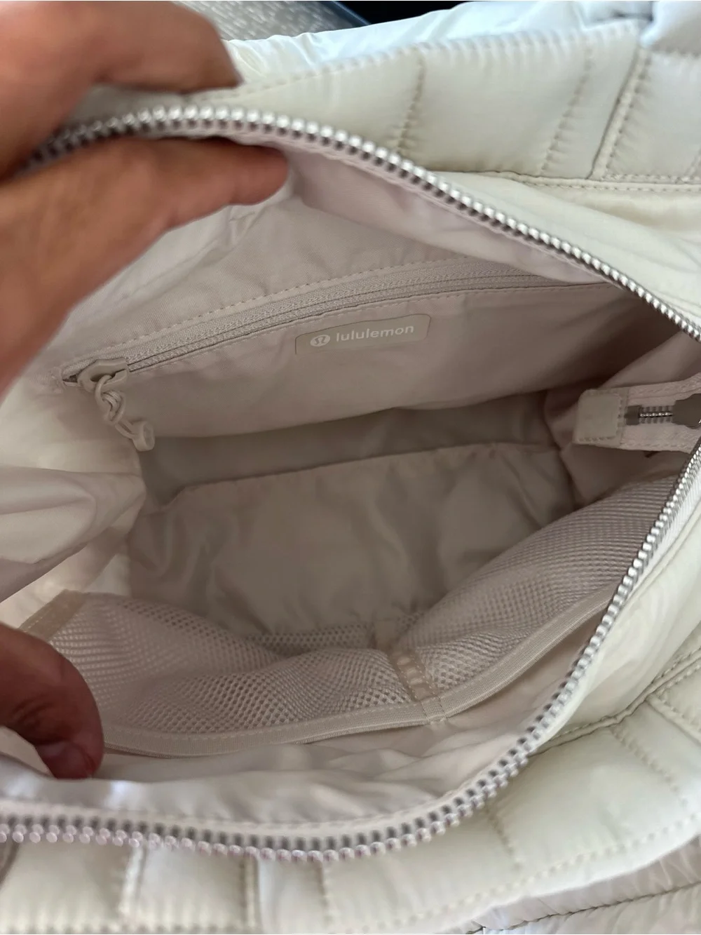 Lululemon Quilted Grid Tote Bag Small - Light Ivory (No Strap)